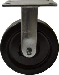 Albion - 8" Diam x 2" Wide x 10-1/8" OAH Top Plate Mount Rigid Caster - Phenolic, 1,400 Lb Capacity, Roller Bearing, 4-1/2 x 6-1/4" Plate - Americas Industrial Supply