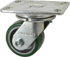 Albion - 4" Diam x 2" Wide x 5-5/8" OAH Top Plate Mount Swivel Caster - Polyurethane, 700 Lb Capacity, Roller Bearing, 4-1/2 x 6-1/4" Plate - Americas Industrial Supply