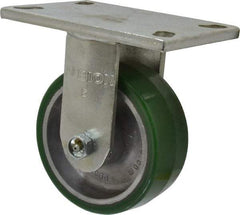 Albion - 5" Diam x 2" Wide x 6-1/2" OAH Top Plate Mount Rigid Caster - Polyurethane, 1,050 Lb Capacity, Roller Bearing, 5 x 6-1/4" Plate - Americas Industrial Supply