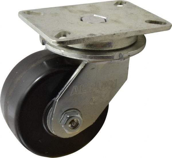 Albion - 6" Diam x 3" Wide x 8" OAH Top Plate Mount Swivel Caster - Phenolic, 2,000 Lb Capacity, Roller Bearing, 5-1/4 x 7-1/4" Plate - Americas Industrial Supply