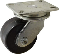 Albion - 6" Diam x 3" Wide x 8" OAH Top Plate Mount Swivel Caster - Phenolic, 2,000 Lb Capacity, Roller Bearing, 5-1/4 x 7-1/4" Plate - Americas Industrial Supply