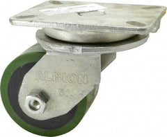 Albion - 5" Diam x 3" Wide x 7" OAH Top Plate Mount Swivel Caster - Polyurethane, 1,530 Lb Capacity, Roller Bearing, 5-1/4 x 7-1/4" Plate - Americas Industrial Supply