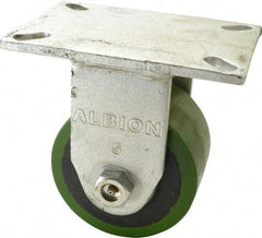 Albion - 5" Diam x 3" Wide x 7" OAH Top Plate Mount Rigid Caster - Polyurethane, 1,530 Lb Capacity, Roller Bearing, 5 x 7-1/4" Plate - Americas Industrial Supply