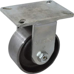 Albion - 6" Diam x 2-1/2" Wide x 8" OAH Top Plate Mount Rigid Caster - Forged Steel, 3,500 Lb Capacity, Roller Bearing, 5 x 7-1/4" Plate - Americas Industrial Supply
