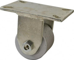 Albion - 4" Diam x 3" Wide x 6" OAH Top Plate Mount Rigid Caster - Cast Iron, 2,000 Lb Capacity, Roller Bearing, 5 x 7-1/4" Plate - Americas Industrial Supply