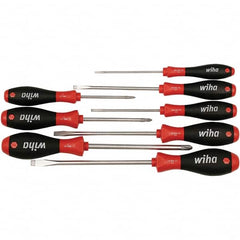 Wiha - 8 Piece Slotted & Phillips Screwdriver Set - Bit Sizes: Philips #1, #2 & #3, Comes in Box - Americas Industrial Supply
