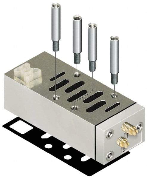 Parker - ISO 3 Sandwich Flow Control Valve - ISO 5599-2 Plug-In, 0 to 145 PSI & Zinc Material - Americas Industrial Supply