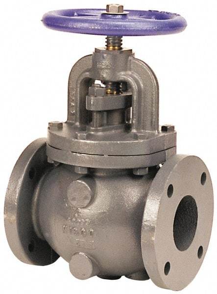 NIBCO - 4" Pipe, Flanged Ends, Iron Renewable Globe Valve - Bronze Disc, Bolted Bonnet, 200 psi WOG, 125 psi WSP, Class 125 - Americas Industrial Supply