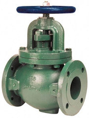 NIBCO - 5" Pipe, Flanged-Raised Face Ends, Iron Outside Screw & Yoke Globe Valve - Cast Bronze Disc, Bolted Bonnet, 285 psi WOG, Class 150 - Americas Industrial Supply