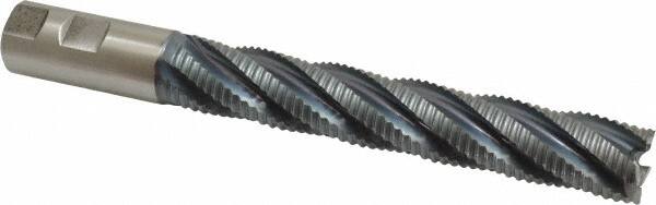 Hertel - 1" Diam, Coarse Pitch, 6" LOC, 5 Flute Cobalt Roughing Square End Mill - TiCN Finish, 8-1/2" OAL, 1" Shank Diam, Single End, 30° Helix - Americas Industrial Supply