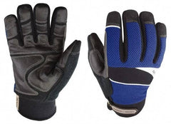 Youngstown - Size M (8), ANSI Cut Lvl 4, Puncture Lvl 3, Abrasion Lvl 4, Kevlar Cut & Puncture Resistant Gloves - Kevlar/Micro Fleece Lining, Hook & Loop Cuff, Blue/Black, Paired - Americas Industrial Supply