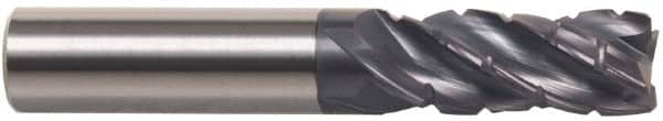 Accupro - 1/2" Diam, 1-1/4" LOC, 4 Flute Solid Carbide Corner Chamfer Roughing End Mill - AlTiN Finish, 3" OAL, 1/2" Shank Diam, Single End, 30° Helix - Americas Industrial Supply