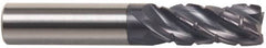 Accupro - 1/2" Diam, 1-1/4" LOC, 4 Flute Solid Carbide Corner Chamfer Roughing End Mill - AlTiN Finish, 3" OAL, 1/2" Shank Diam, Single End, 30° Helix - Americas Industrial Supply