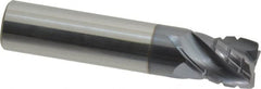 Accupro - 1/2" Diam, 5/8" LOC, 4 Flute Solid Carbide Corner Chamfer Roughing End Mill - AlTiN Finish, 2-1/2" OAL, 1/2" Shank Diam, Single End, 30° Helix - Americas Industrial Supply