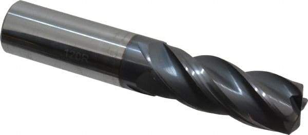 Accupro - 5/8", 4 Flute, Single End, Solid Carbide, 0.12" Corner Radius End Mill - 3-1/2" OAL, Right Hand Flute, 1-5/8" LOC, Right Hand Cut - Americas Industrial Supply