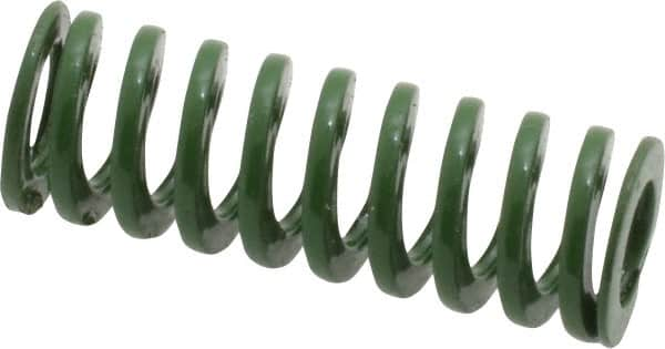 Dayton Lamina - 3/8" Hole Diam, 3/16" Rod Diam, 1" Free Length, Green Die Spring - 6.3 Lb Max Deflection, 0.39" Max Deflection, Light Duty, Chromium Vanadium Steel - Americas Industrial Supply