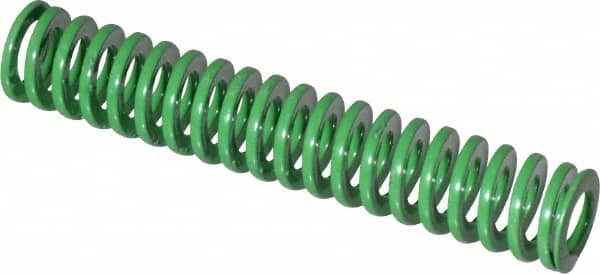 Dayton Lamina - 3/8" Hole Diam, 3/16" Rod Diam, 2" Free Length, Green Die Spring - 3.06 Lb Max Deflection, 0.8" Max Deflection, Light Duty, Chromium Vanadium Steel - Americas Industrial Supply