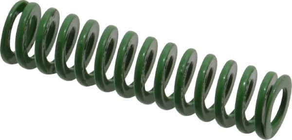 Dayton Lamina - 5/8" Hole Diam, 11/32" Rod Diam, 2-1/2" Free Length, Green Die Spring - 7.2 Lb Max Deflection, 1.01" Max Deflection, Light Duty, Chromium Vanadium Steel - Americas Industrial Supply