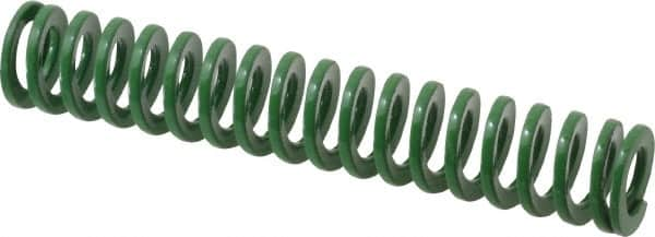 Dayton Lamina - 5/8" Hole Diam, 11/32" Rod Diam, 3-1/2" Free Length, Green Die Spring - 5.3 Lb Max Deflection, 1.4" Max Deflection, Light Duty, Chromium Vanadium Steel - Americas Industrial Supply