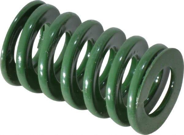 Dayton Lamina - 3/4" Hole Diam, 3/8" Rod Diam, 1-1/4" Free Length, Green Die Spring - 24.4 Lb Max Deflection, 0.5" Max Deflection, Light Duty, Chromium Vanadium Steel - Americas Industrial Supply