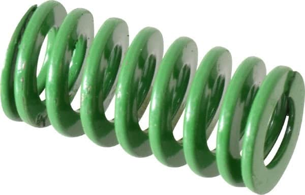 Dayton Lamina - 3/4" Hole Diam, 3/8" Rod Diam, 1-1/2" Free Length, Green Die Spring - 19.3 Lb Max Deflection, 0.6" Max Deflection, Light Duty, Chromium Vanadium Steel - Americas Industrial Supply