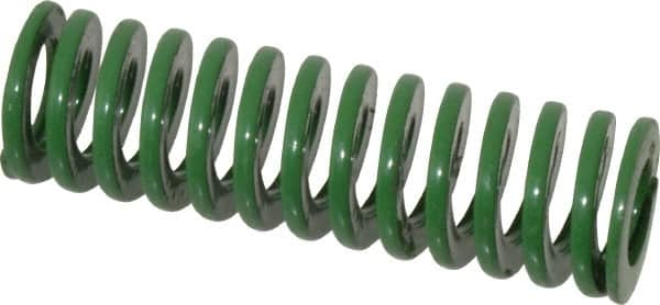 Dayton Lamina - 3/4" Hole Diam, 3/8" Rod Diam, 2-1/2" Free Length, Green Die Spring - 11 Lb Max Deflection, 1.01" Max Deflection, Light Duty, Chromium Vanadium Steel - Americas Industrial Supply