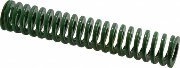 Dayton Lamina - 3/4" Hole Diam, 3/8" Rod Diam, 4" Free Length, Green Die Spring - 6.8 Lb Max Deflection, 1.61" Max Deflection, Light Duty, Chromium Vanadium Steel - Americas Industrial Supply