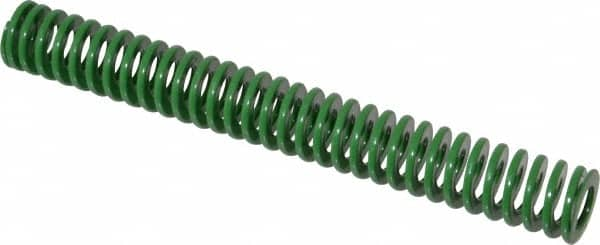 Dayton Lamina - 3/4" Hole Diam, 3/8" Rod Diam, 6" Free Length, Green Die Spring - 4.5 Lb Max Deflection, 2.39" Max Deflection, Light Duty, Chromium Vanadium Steel - Americas Industrial Supply