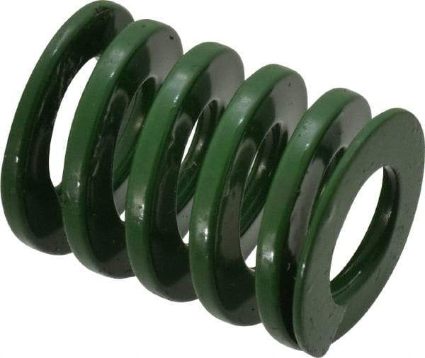 Dayton Lamina - 1" Hole Diam, 1/2" Rod Diam, 1-1/4" Free Length, Green Die Spring - 46.2 Lb Max Deflection, 0.5" Max Deflection, Light Duty, Chromium Vanadium Steel - Americas Industrial Supply