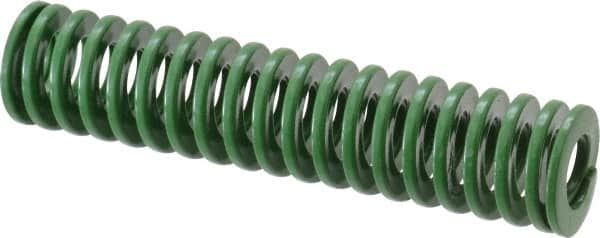 Dayton Lamina - 1" Hole Diam, 1/2" Rod Diam, 4-1/2" Free Length, Green Die Spring - 10.7 Lb Max Deflection, 1.8" Max Deflection, Light Duty, Chromium Vanadium Steel - Americas Industrial Supply