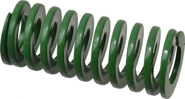 Dayton Lamina - 1-1/4" Hole Diam, 5/8" Rod Diam, 3" Free Length, Green Die Spring - 26.3 Lb Max Deflection, 1.2" Max Deflection, Light Duty, Chromium Vanadium Steel - Americas Industrial Supply