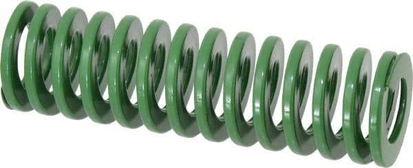 Dayton Lamina - 1-1/2" Hole Diam, 3/4" Rod Diam, 5" Free Length, Green Die Spring - 21.6 Lb Max Deflection, 2" Max Deflection, Light Duty, Chromium Vanadium Steel - Americas Industrial Supply