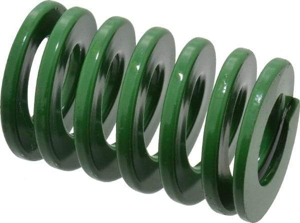 Dayton Lamina - 2" Hole Diam, 1" Rod Diam, 3" Free Length, Green Die Spring - 72 Lb Max Deflection, 1.2" Max Deflection, Light Duty, Chromium Vanadium Steel - Americas Industrial Supply