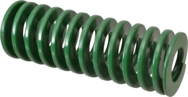 Dayton Lamina - 2" Hole Diam, 1" Rod Diam, 5-1/2" Free Length, Green Die Spring - 36 Lb Max Deflection, 2.2" Max Deflection, Light Duty, Chromium Vanadium Steel - Americas Industrial Supply