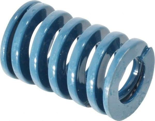 Dayton Lamina - 1" Hole Diam, 1/2" Rod Diam, 1-1/2" Free Length, Blue Die Spring - 56.3 Lb Max Deflection, 0.56" Max Deflection, Medium Duty, Chromium Vanadium Steel - Americas Industrial Supply