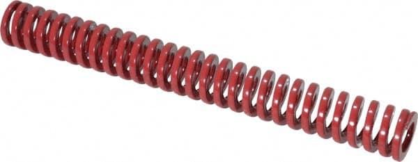 Dayton Lamina - 3/8" Hole Diam, 3/16" Rod Diam, 3" Free Length, Red Die Spring - 4.34 Lb Max Deflection, 0.9" Max Deflection, Heavy Duty, Chromium Vanadium Steel - Americas Industrial Supply