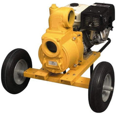 American Machine & Tool - 13.0 HP, 3,600 RPM, 4 Port Size, 2 Solids Handling, Honda OHV, Self Priming Engine Pump - Aluminum, 6.9 Quart Tank Size, Buna-N and Silicon Carbide Shaft Seal, Stainless Steel Shaft Sleeve - Americas Industrial Supply