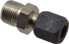 Made in USA - 3/8" OD, Grade 316Stainless Steel Male Connector - -75 to 750°F, 3/4" Hex, Comp x MPT Ends - Americas Industrial Supply