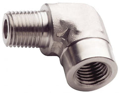 Made in USA - 1-1/4" Grade 316 Stainless Steel Pipe 90° Street Elbow - MNPT x FNPT End Connections, 3,000 psi - Americas Industrial Supply
