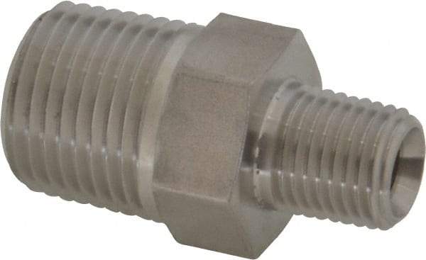 Made in USA - 2" Grade 316 Stainless Steel Pipe Hex Nipple - MNPT End Connections, 3,000 psi - Americas Industrial Supply