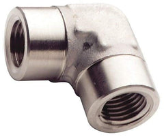 Made in USA - 1-1/2" Grade 316 Stainless Steel Pipe 90° Female Elbow - FNPT End Connections, 1,500 psi - Americas Industrial Supply