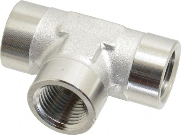 Made in USA - 1/8" Grade 316 Stainless Steel Pipe Tee - FNPTF x FNPTF x FNPTF End Connections - Americas Industrial Supply