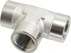 Made in USA - 1/8" Grade 316 Stainless Steel Pipe Tee - FNPTF x FNPTF x FNPTF End Connections - Americas Industrial Supply
