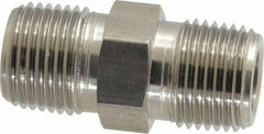 Made in USA - 1/2" Grade 316 Stainless Steel Pipe Hex Nipple - MNPTF x MNPTF End Connections - Americas Industrial Supply
