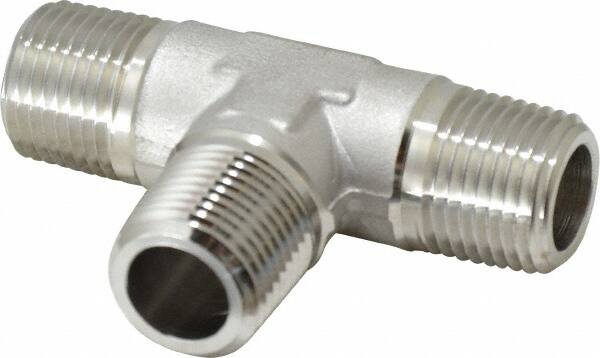 Made in USA - 1-1/2" Grade 316 Stainless Steel Pipe Tee - MNPT End Connections, 1,500 psi - Americas Industrial Supply