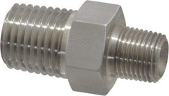 Made in USA - 1/4 x 1/8" Grade 316 Stainless Steel Pipe Hex Nipple - MNPTF x MNPTF End Connections - Americas Industrial Supply