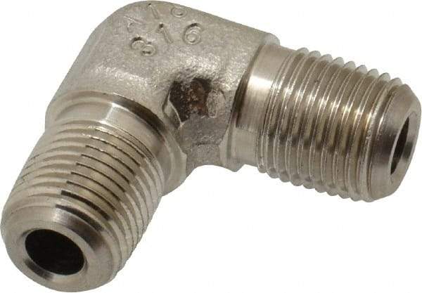 Made in USA - 1/8" Grade 316 Stainless Steel Pipe 90° Male Elbow - MNPTF x MNPTF End Connections - Americas Industrial Supply