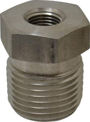 Made in USA - 1/2 x 1/8" Grade 316 Stainless Steel Pipe Hex Bushing - MNPTF x FNPTF End Connections - Americas Industrial Supply
