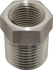 Made in USA - 1/2 x 3/8" Grade 316 Stainless Steel Pipe Hex Bushing - MNPTF x FNPTF End Connections - Americas Industrial Supply