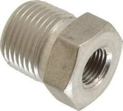 Made in USA - 3/8 x 1/8" Grade 316 Stainless Steel Pipe Hex Bushing - MNPTF x FNPTF End Connections - Americas Industrial Supply